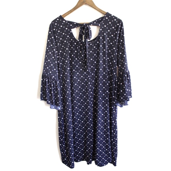 Nina Leonard Bubbles🫧3/4 flutter-sleeves Rayon Swing Dress w/ Pockets (Large) - Picture 5 of 8